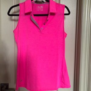 Adidas sleeveless polo shirt bright pink size med